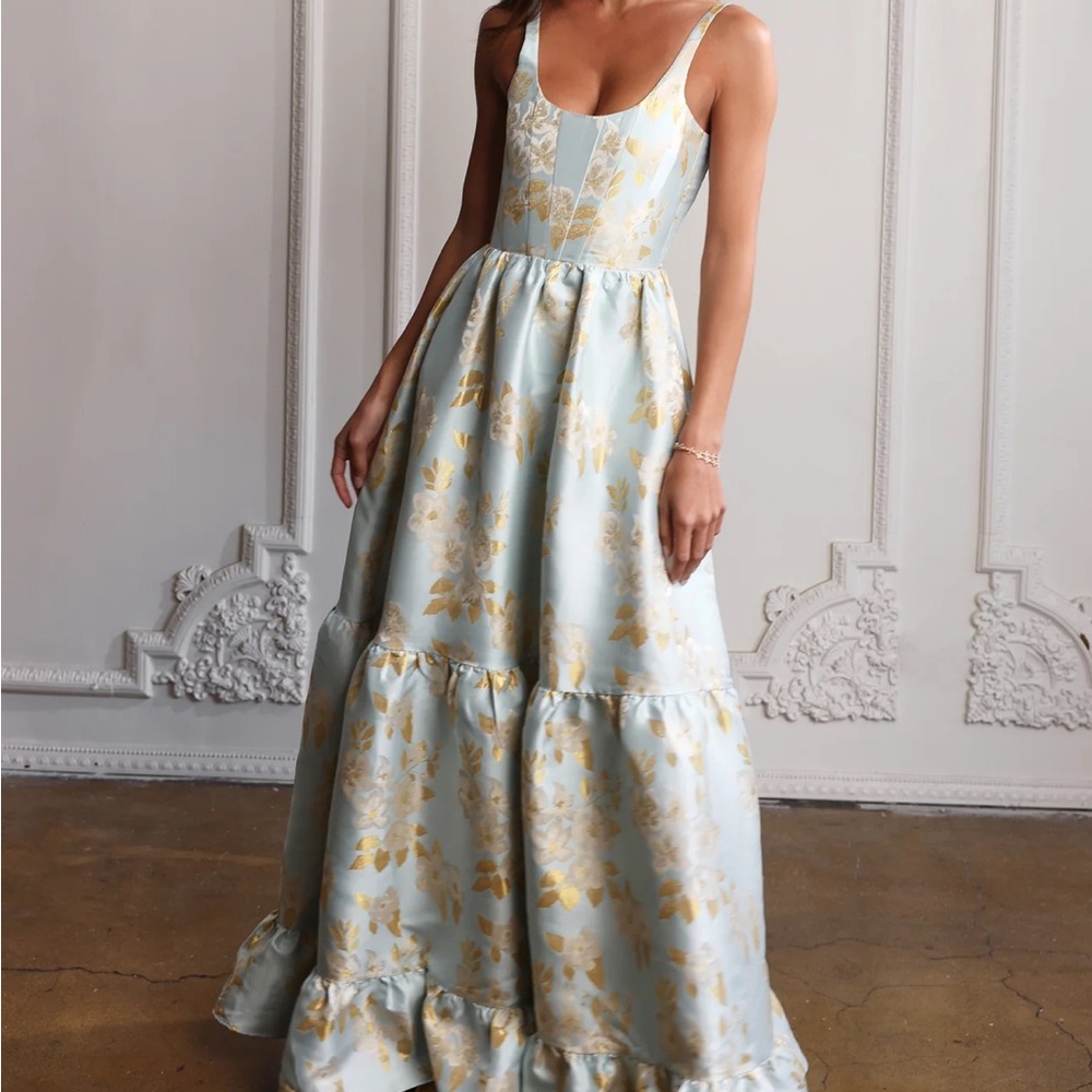 V.Chapman Avery Dress in Ballad Blue Baroque Floral